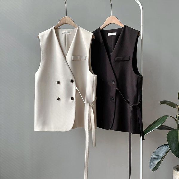 

women's jackets designer suit vest female 2021 spring loose v-neck jacket, Black;brown