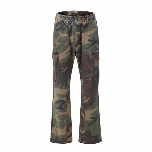 

men hi street flare camo cargo pants men's, Black