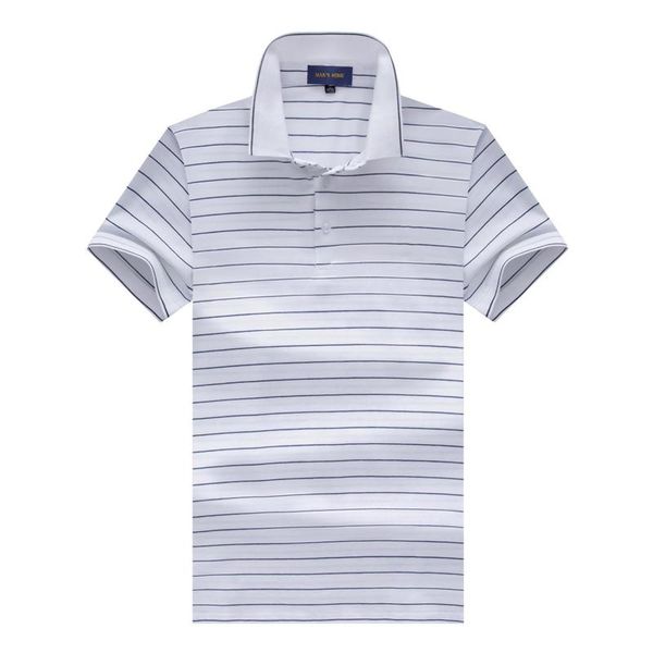 

men's polos summer shirt short sleeve m-3xl white striped embroidered, White;black