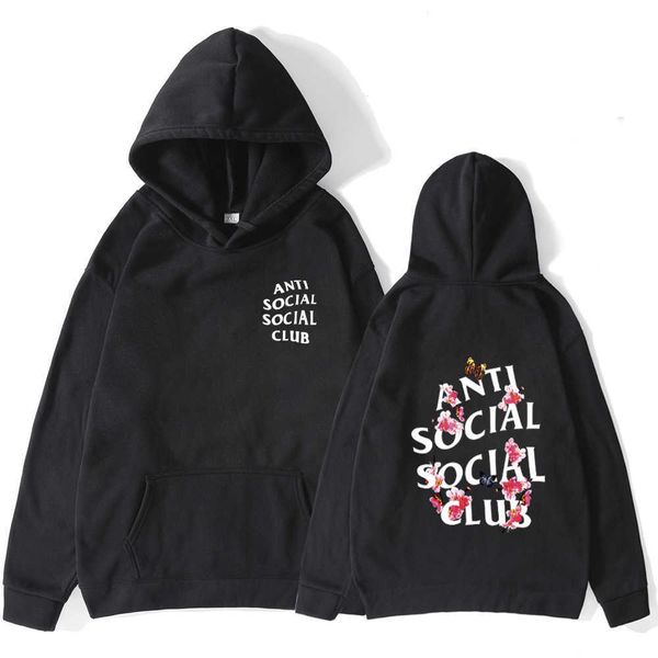 

2021 fashion antisocia letter printed hooded men's oversize hoodie1, Black