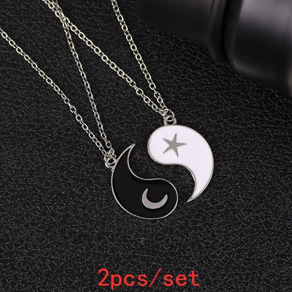 

pendant necklaces 2pcs/set friend couple yin and yang charm necklace couples sisters valentine's day gift xingyue jewelry, Silver