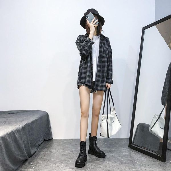 

boots fashion versatile british boot girl 2021 motorcycle street autumn casual women's trend short, Black