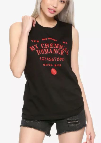 

my chemical romance ouija spirit board girls muscle t-shirt new official, White;black