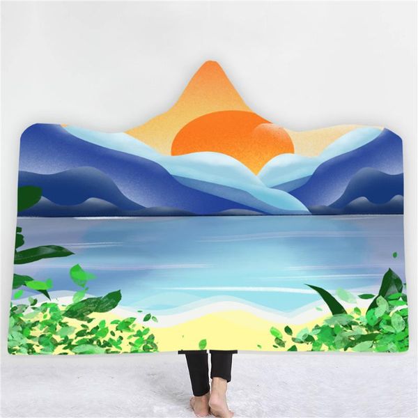

blankets landscape mountains river hoodie wearable blanket fleece cozy ultra-soft light weight warm adults kids gift