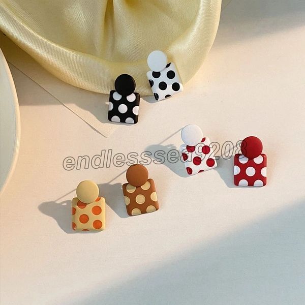 

exaggerate geometric polka dots polymer clay drop dangle earrings for women girls irregular graffiti long earring travel jewelry, Silver