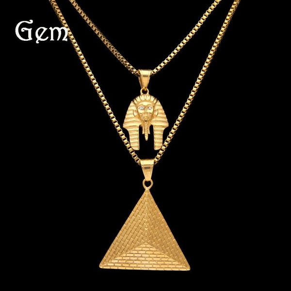 

bangle hip hop necklace pyramid pendant, stainless steel jewelry set, Black