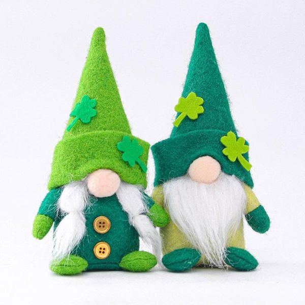 

doll ornament green hat faceless old man household decor festival supplies exquisite plush toy for irish party favor