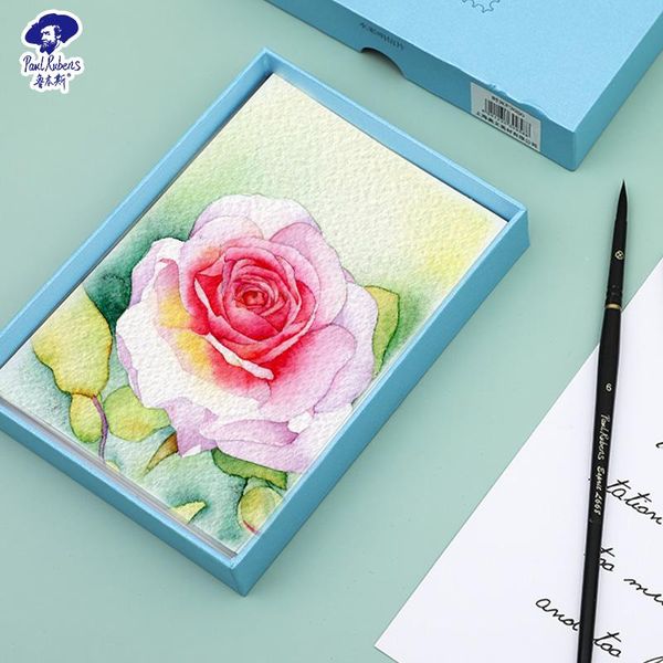

rubens watercolor postcards 100% cotton paper 20 sheets/box simple style creative writing hand-painted cards diy notepads, Purple;pink
