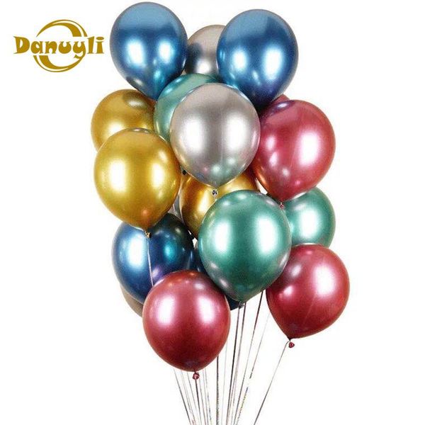 

party decoration danuyli 6pcs smooth pearl latex balloon 12 inch thick chrome metal globos metalic wedding birthday