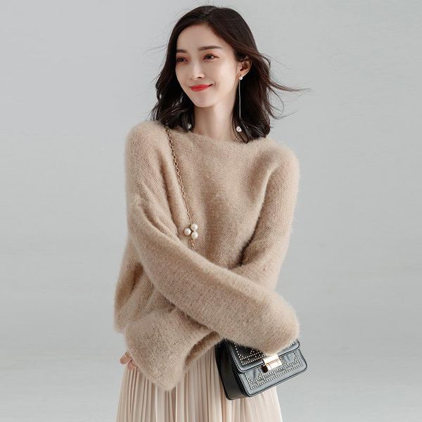 

women's sweaters 2021 female sweater set coat head loose render v-neck, White;black