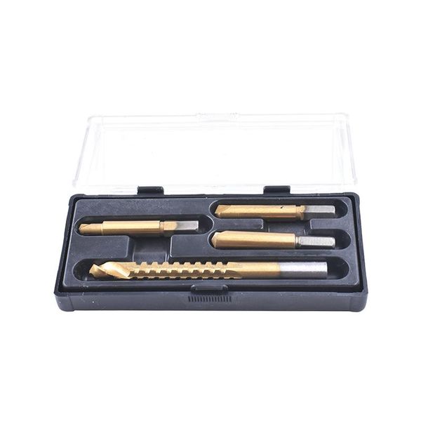 

professional hand tool sets cutting head bolt extractor woodworking slot broaching saw drill bit packed in plastic box 4-piece set tapper