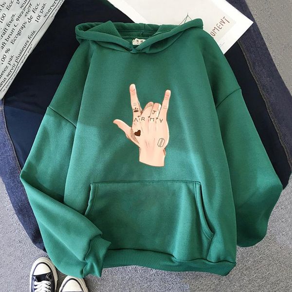 

women's hoodies & sweatshirts korean style hoodie women love finger print yourself hoody hip hop harajuku loose streetwear pullover, Black