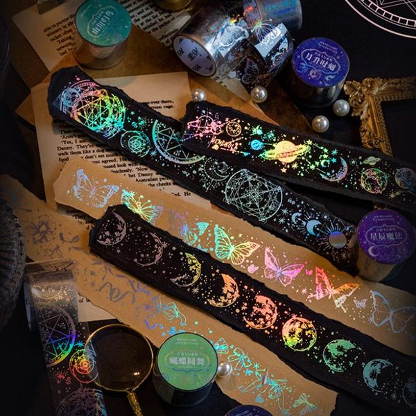 

gift wrap 3m*3mm laser washi tape planet magic array butterfly girl ribbon star masking transparent decorative