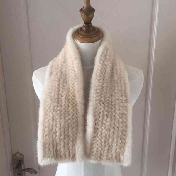 Cachecol de malha Mulheres Inverno Shawl Accessories Genuine Mink Pele Lençio de Lugar De Boa Qualidade Luxo Muffler