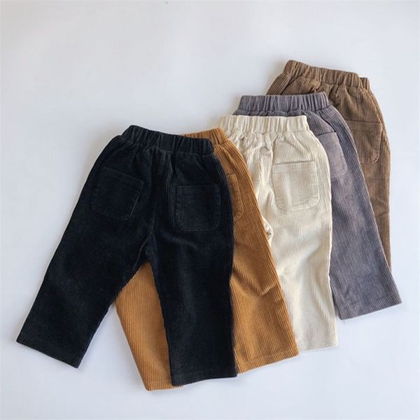 2-6yrs crianças meninos meninos meninas solto corduroy calças crianças primavera outono outono casual calça bebê meninos meninas crianças crianças 210317