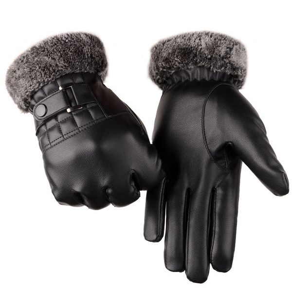 

classic design thicken washing leather warm gloves business working touchscreen glove for men christmas gift, Blue;gray