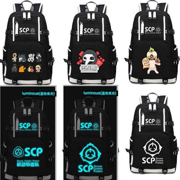 

backpack scp secure contain protect black bookbag cartoon school bags luminous travel bagpack usb lapshoulder