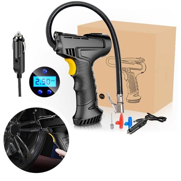 

inflatable pump cordless tire inflator car motorcycle rechargeable air compressor with non-skid handle led light for inflate at night