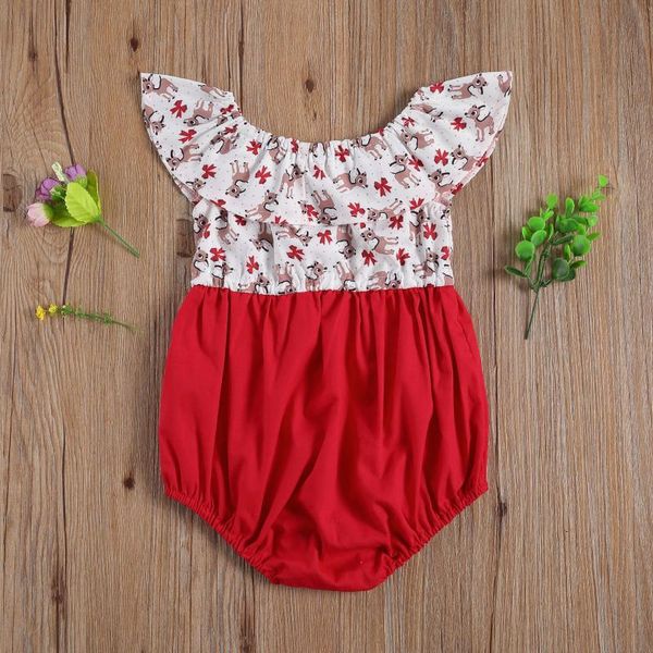 

jumpsuits baby & children's christmas 0-24m born girls boys bodysuits cartoon print ruffles short sleeve, Blue