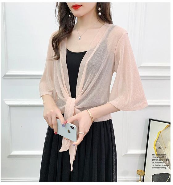 

women's jackets 2021 sun protection clothing half sleeve bright silk jacket anti ultraviolet summer beach ice sunscreen shirt shrug, Black;brown