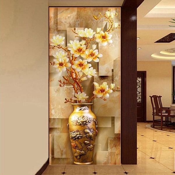 

wallpapers custom made 8d magnolia tv wall paper decorative paintings large mural living room sofa nave background wallpaper entrance 3d