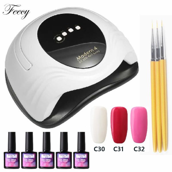 

nail art kits manicure set with lamp 120w dryer gel polish base coat 3 colors brush tools