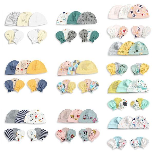 

caps & hats 1 set baby boys girls hat gloves infants soft cotton anti-scratch glove born po accessories 85de, Yellow