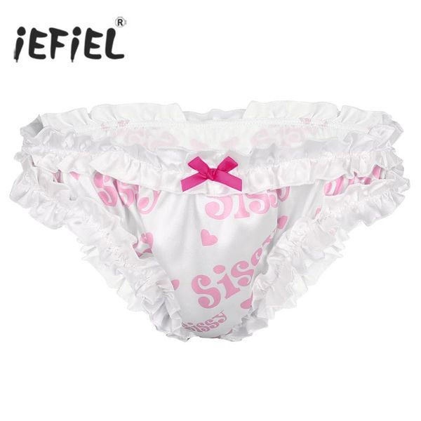 Homens G-Strings Mens Sissy Lingerie Gay Masculino Calcinha Super Frilly Ruffled Jockstraps High Cut Cut Bloomers Briefs Sexy Underwear