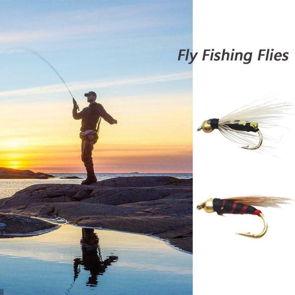 

fishing hooks 10pcs high carbon steel set insects flies lures sharpened crank bait fish tackle 16#