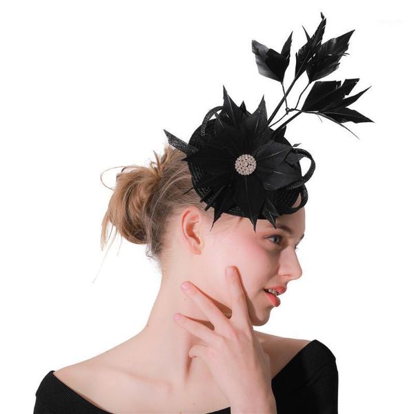 

female cocktail church fascinators hairpin accessories ladies headwear feather flowers hair clip decoration party headpieces1