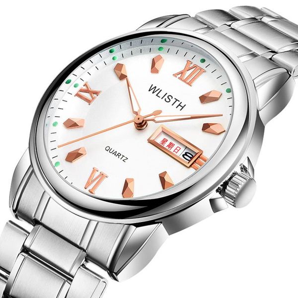 

wristwatches men's watch business casual calendar wrist waterproof steel belt reloj deportivo hombre automatic non-analog male, Slivery;brown