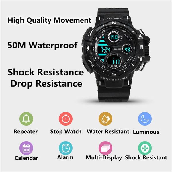 

wristwatches summer men's outdoor sports digital big watches swimming watch alarm electronic clock waterproof military for men, Slivery;brown
