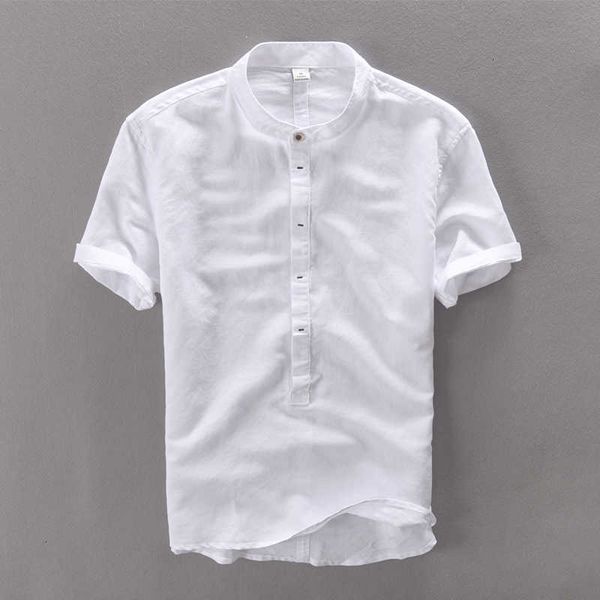 

women's t-shirt novo estilo gola branca da marca camisas manga curta para os algodo e camisa de linho dos homens edih, White