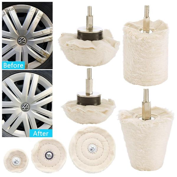 

care products 7pcs/set car buffing wheel pads polishing mop tire cleaning kit auto waxing cotton drill disc hub wash tool set