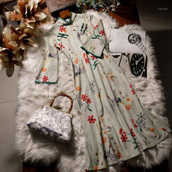 

year cheongsam elegant slim chinese style vintage robe evening dresses ethnic clothing, Red