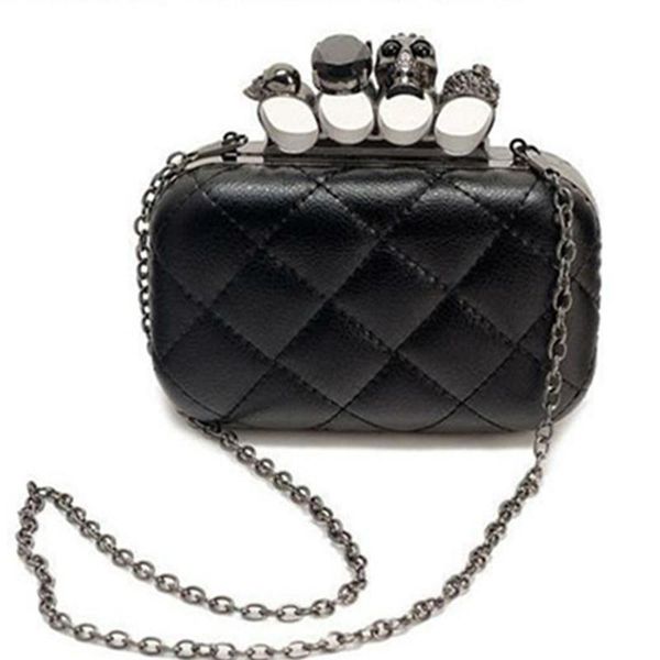

skull ring woman evening bag vintage plaid clutch ladies messenger bags mini black luxury party clutches purse