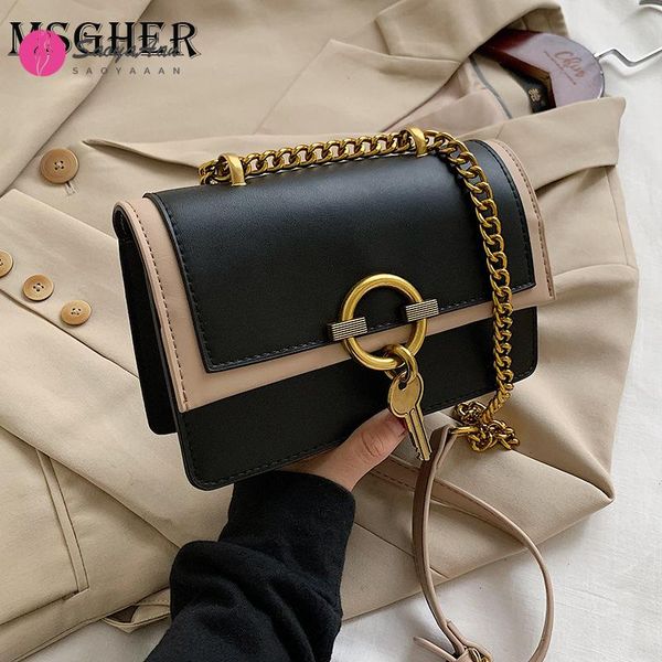 

shoulder bags contrast color leather crossbody for women 2021 travel handbag fashion simple messenger bag ladies cross body