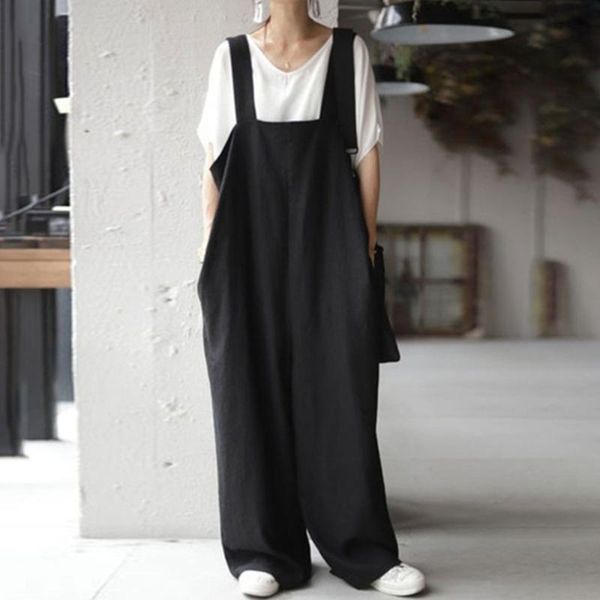 

ethnic clothing summer 2021 japanese style solid color loose jumpsuit pocket simplicity casual fashion temperament suspenders wide-leg pants, Red