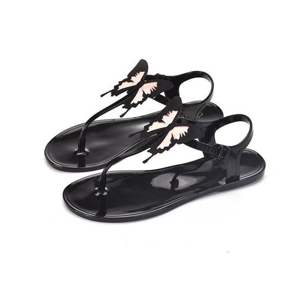 

sandals women shoes jelly flip flops butterfly summer fashion rome slides beach flats beautiful lady casual female kvnh, Black