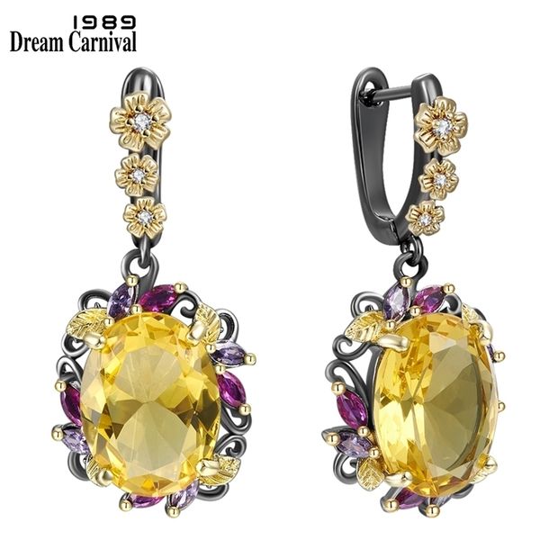 

dreamcarnival1989 fabulous statement earrings women elegant golden zirconia anniversary flower hanging jewelry we4036g 210625, Silver