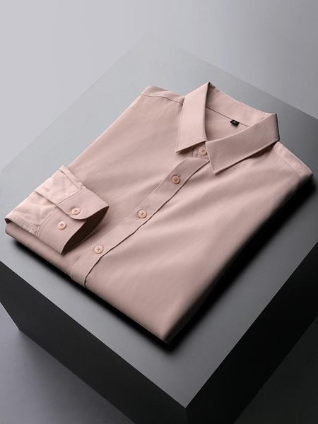 

men's casual shirts spring 2022 summer men long sleeve elegant work shirt business solid color buttons down slim a160, White;black