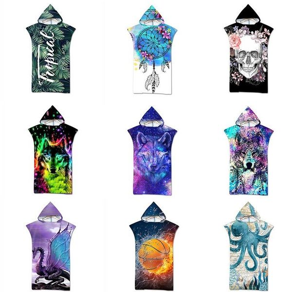 

microfiber fabric bath towels beach towel changing bathrobe cloaks hooded swimming pool gym fitness cover-ups