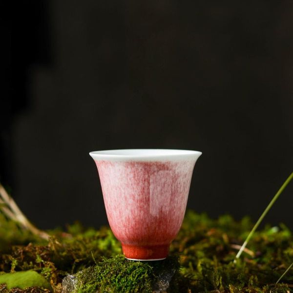 

cups & saucers 90ml plain red chinese retro handmade random texture color glaze high temperature firing ceramic teacup porcelain