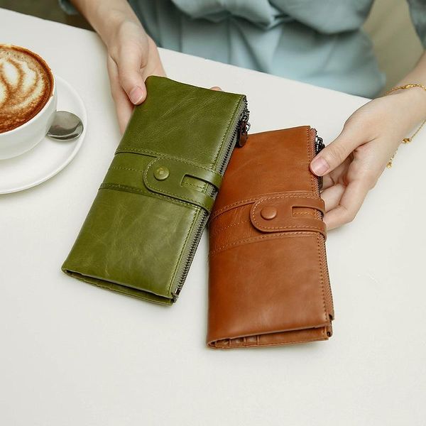 

wallets retro leather men's and women's clutches korean fashion mobile wallet long multi-card, Red;black