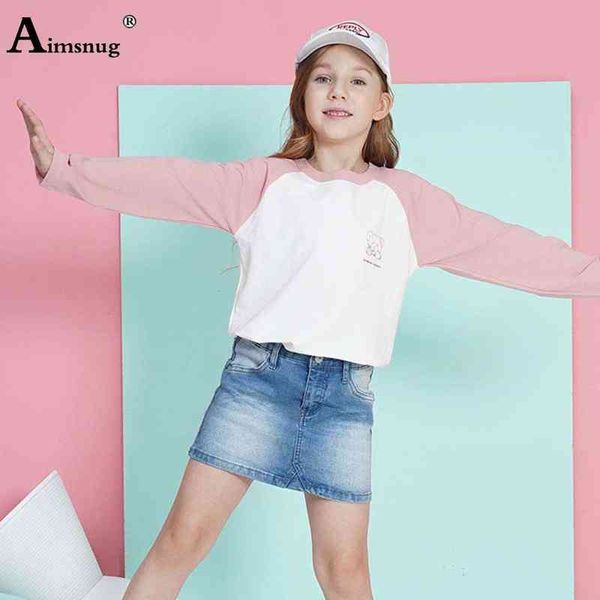 

fashion t-shirt new patchwork casual pullovers children long sleeve autumn leisure cotton shirts kids clothing 2021 g1209, Blue