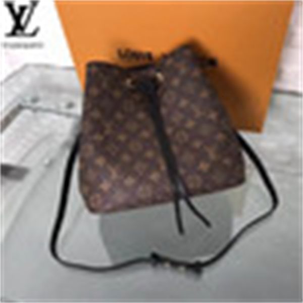 

bags brand bucket designer handles luxury m44020 zesd old shoulder flower bag fight handbags black calf leather bags neonoe totes evenin