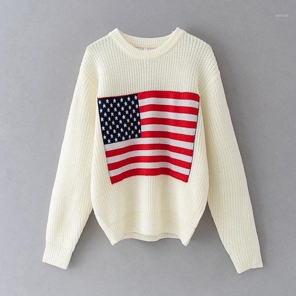 

streetwear sweater women's fashion flag printing couple style wild sweaters coat, White;black