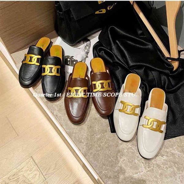 

slippers outdoor summer flat mules closed toe women's half wws2, Black