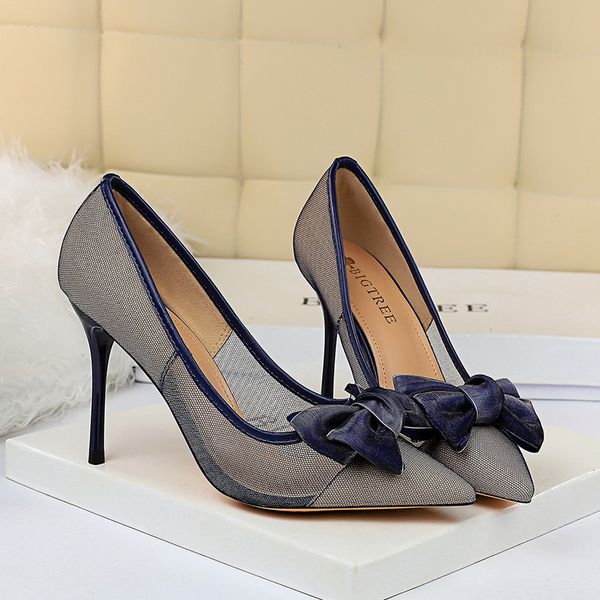 

sandals women 9cm high heels fetish pointed toe blue pumps valentine mesh scarpins wedding bridal footwear lace shoes xgsh, Black