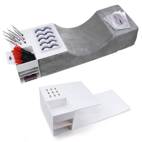 

false eyelashes grafting pillow memory foam neck lash pillows with acrylic shelf organizer stand eyelash extension salon makeup tools
